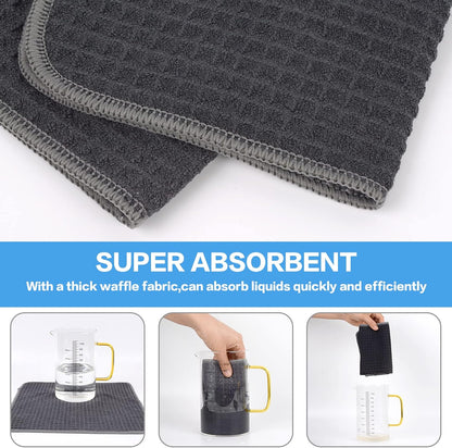 KinHwa Kitchen Washcloths for Dishes Absorbent Microfiber Dish Cloths Quick Dry Dish Rags with Poly Scour Scrub Side Ideal for Kitchen Cleaning (Grag-B, 12inchx12inch 6 Pack)