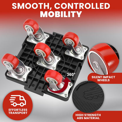 Heavy Duty Furniture Dolly Set with Lifter Tool and 5 Wheels - Capacity, 360° Rotating Wheels for Sofas, Refrigerators, and More (1200 LB)