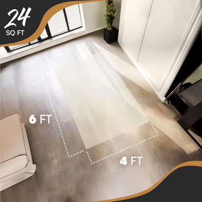 Nevlers 4'x6' White Non Slip Rug Pads | PVC Foam Rug Gripper for Hardwood Floors | Customizable Open Weave Area Rug Pad & Carpet Pad Design| Anti Skid Rug Gripper Pad | Rug Stoppers to Prevent Sliding