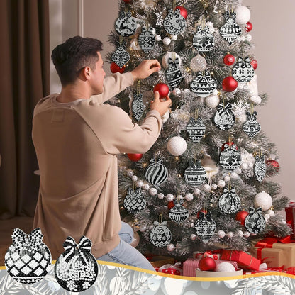 Tondiamo 20 Pcs Christmas Diamond Painting Keychain Kits 5D DIY Diamond Art Pendants Double Sided Hanging Key Chains for Christmas Party Decoration DIY (Black Style)