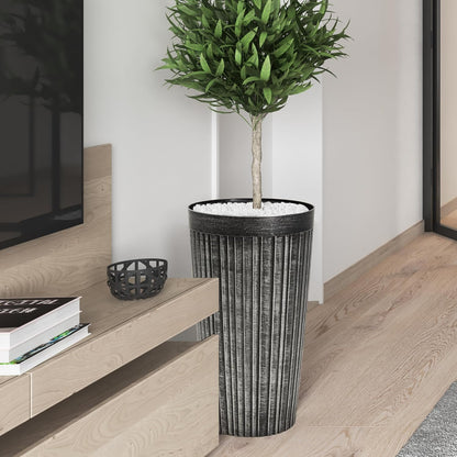 Worth Garden 22.5" H. Plastic Planters - Set of 2 Vintage Black Tall Conical Plant Pots for Indoor Outdoor Use - Decorative Lightweight Flower Pots for Front Porch, Patio, Deck - 12.5" Dia x 22.5" H