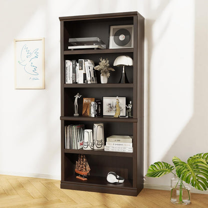 Bookshelf, Open Storage 70 Inch Tall 5 Shelf Bookcase, Floor Standing Bookshelves and Bookcases, Book case for Farmhouse Library Office Bedroom Kids, Dark Cherry - 5 Tier