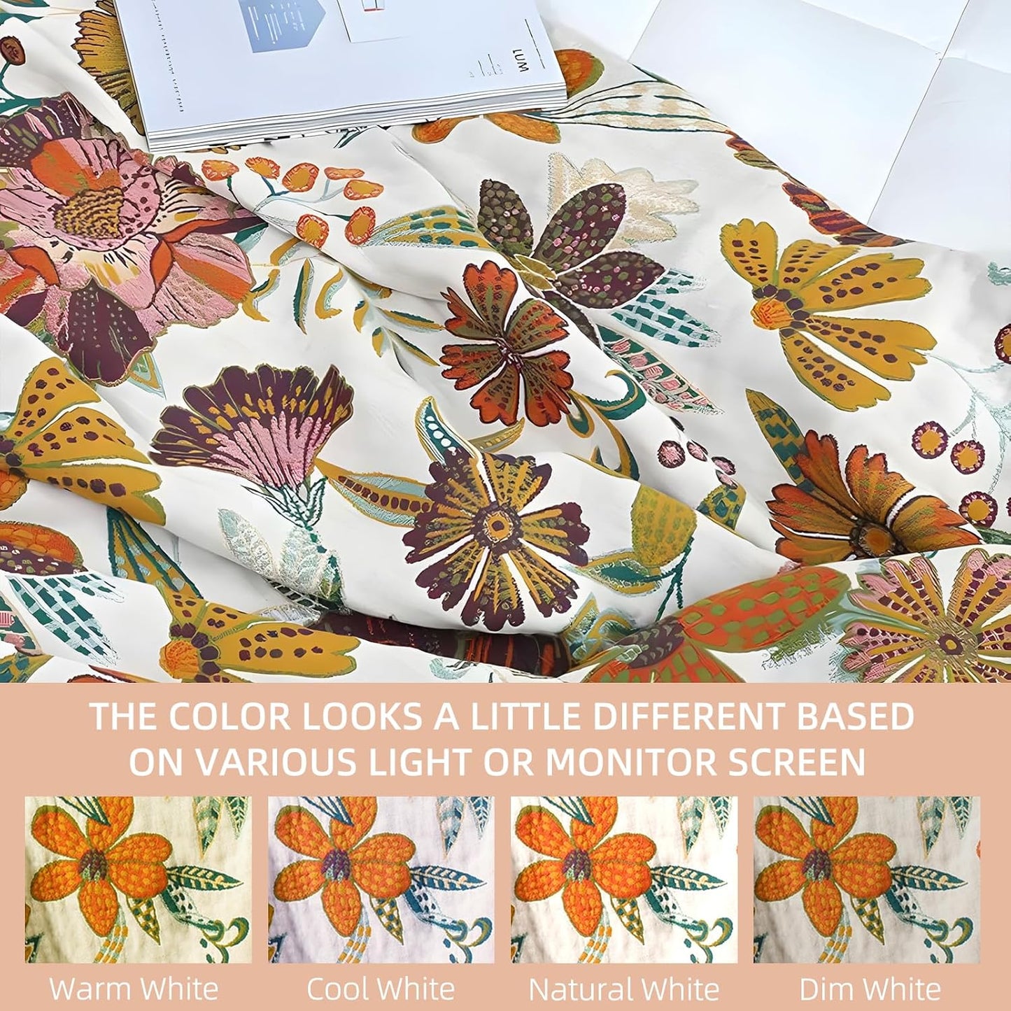 Boho Throw Blanket for Bed - 100% Pure Cotton Ultra Soft Rustic Quilt - Farmhouse Decor Bed Blankets, All Season Rustic Throw for Sofa Couch Chair(80''x 90'', Floral Blossom)