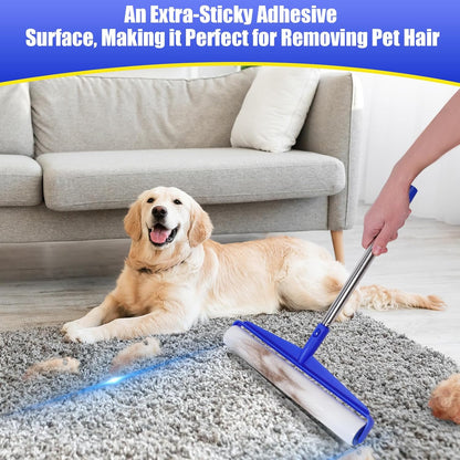 COBETE 13.77" Large Extra Sticky Lint Roller, 69.88" Long Handle Lint Remover with 6 Rollers for Clothes, Cat Dog Pet Hair, Furniture, Couch, Carpet, Floor，Painted Wall Cleaner Mop Dust Cleaning