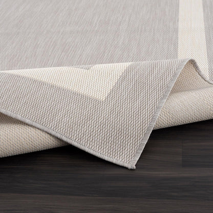 CAMILSON Outdoor Rug 5x7,Modern Outside Rugs for Patios Porches Waterproof Durable Washable Non-Shedding, Easy-to-Clean Indoor Outdoor Area Carpet (5 x 7, Bordered - Gray/White)