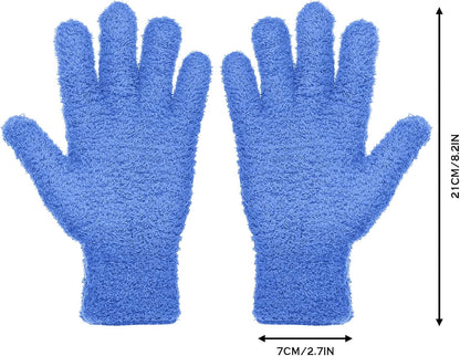 Patelai Microfiber Gloves for Plants Dusting Cleaning Glove Mittens, Navy Blue, 4 Count
