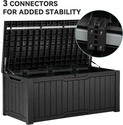 YITAHOME 120 Gallon Large Deck Box, Resin Outdoor Storage Box for Outdoor Pillows, Garden Tools and Pool Supplies, Waterproof, Lockable, Black