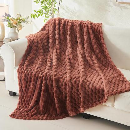 NEWCOSPLAY Super Soft Throw Blanket Coffee Premium Silky Flannel Fleece 3D Clouds Stylish Jacquard Lightweight Bed Blanket All Season Use 350GSM (Coffee, Throw(50"x60"))
