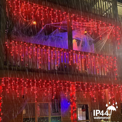 YEGUO Icicle Lights for Outside, 66ft 800LED Red Halloween Lights with 8 Modes, Connectable Icicle Halloween Lights Outdoor Waterproof