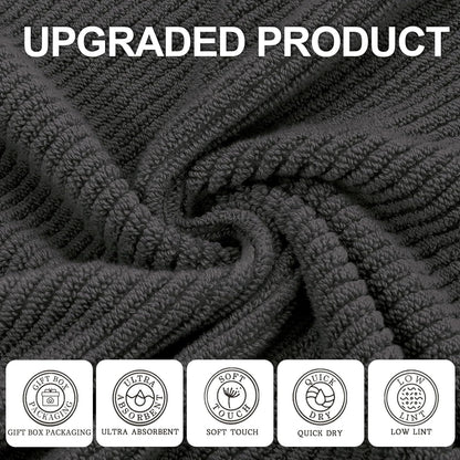 VOOVA & MOVAS Gray Towels - 100% Cotton | Lightweight | Quick Dry | Thick | Soft, Towel Set of 6, 2 Large Bath 30" x 56", 2 Hand 18" x 28", 2 Washcloths 13" x 13", Towel Gift Set, Dark Grey