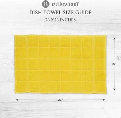 100% Cotton Terry Dish Cloth & Dish Towel, 6 Pack, Super Soft and Absorbent Kitchen Towels, Perfect for Kitchen Cleaning and Dish Washing (Yellow (DT and DC Combo))