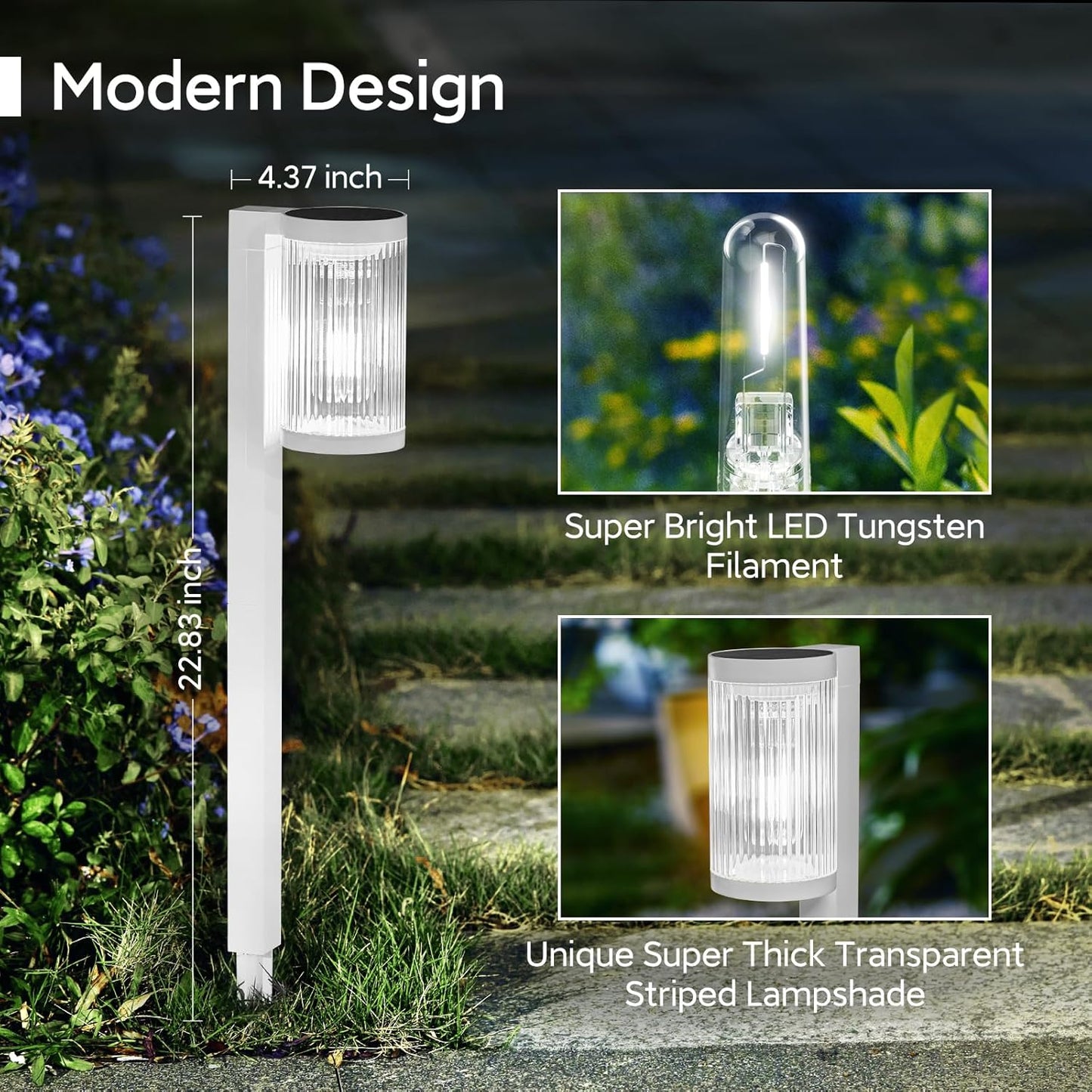 Solar Pathway Lights Outdoor, 2 Pack Upgraded Outdoor Solar Lights for Outside Super Bright Up to 12Hrs, IP65 Waterproof Solar Garden Lights for Yard Landscape Path Walkway Decoration(Cool White)