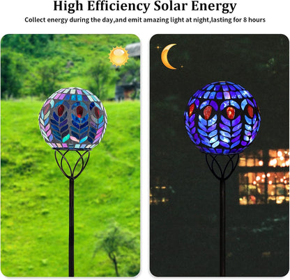 Afirst Solar Outdoor Garden Lights Decorative - Mosaic Solar Stakes Gazing Ball Waterproof Outdoor Lights Stakes for Pathway Yard Lawn Decoration(Multi)