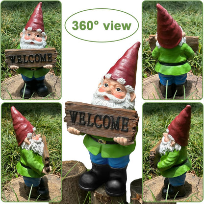 Gnome Garden Decor Statue Gnomes Decorations for Yard with Welcome Sign Outdoor Decorations for Patio Unique Garden Gifts for Women Mom Grandma