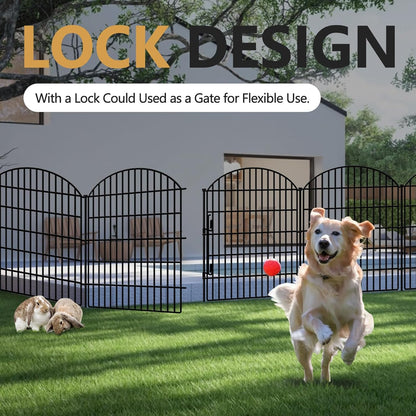 18 Panels No Dig Decorative Outdoor Garden Fence with Lock for Yard, 33in (H) x 40.16 (L) Animal Barrier Fencing Rustproof Metal Wire Panel Border for Dog, Rabbits, and Patio Temporary Ground Stakes