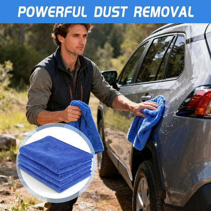 4 Pack Extra Large Microfiber Cleaning Cloths 20"x30", Lint-Free Reusable Towels for Home, Glass, Windows, Office, Kitchen, Bathroom – Blue Set