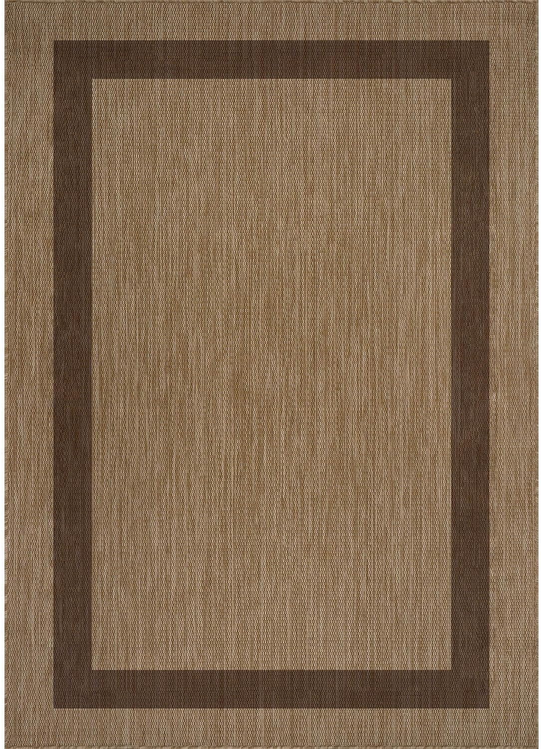 CAMILSON Outdoor Rug 8x10 - Modern Outside Rugs for Patios Porches Waterproof Durable Washable Non-Shedding, Easy-to-Clean Indoor Outdoor Area Carpet (8 x 10, Bordered - Jute)