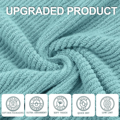 VOOVA & MOVAS Bathroom Towels Set, 100% Cotton | Quick Dry | Soft | Thick, 3 Piece Towel Set, 1 Large Bath 30" x 56", 1 Hand 18" x 28", 1 Wash Cloth 13" x 13", Bathroom Essentials, Aqua Teal