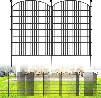 10 Panels No Dig Decorative Garden Fence - 40 in (H) x 23.6 ft (L), Dog Fence Outdoor for Yard，Rustproof Metal Animal Barrier Ground Stakes Fencing for Garden, Patio, Flower Bed