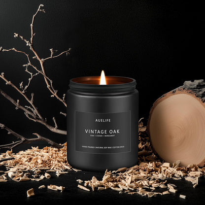 Scented Candles for Men | Vintage Oak Candle - Candle for Men, Manly Candles for Home Scented, Man Gifts for Him/Friend -7oz Black Jar