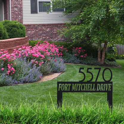 Personalized Modern Large Metal Address Sign for Yard, Custom House Number Sign Street Name Plaque for Outside, Outdoor Lawn Address Post Home Garden Decoration Plaque with Stakes