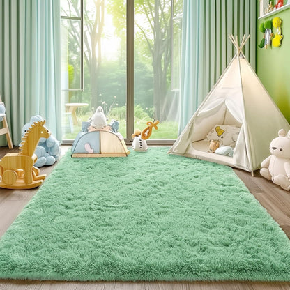 Rezutan Rugs for Living Room, Area Rug 6x9 Fluffy Rug Carpet, Soft Shaggy Modern Floor for Kids Boys Girls Bedroom, Plush Fuzzy Dorm Rug,Sage Green
