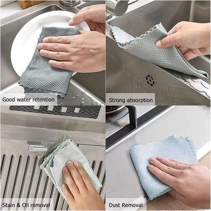 Microfiber Glass Cleaning Cloth, 10 Multi-Functional Reusable Lint Free Cloths,Stainless Steel Windshield Shower Window Cleaning Cloth, Suitable for Home, Kitchen and Auto,Glasses, Mirrors, Screens