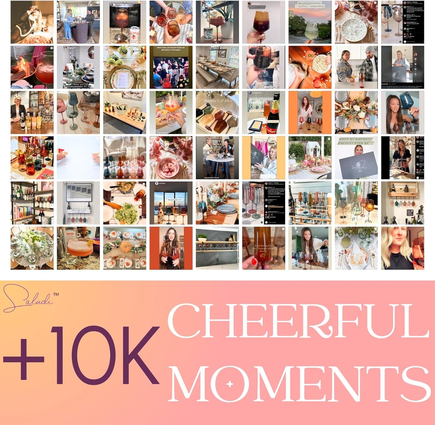 Saludi Original Light Blue Sea Wine Glasses, 16.5oz (Set of 6) Stemmed Single Color Teal Green Sea Foam Glass - Great for All Wine Types and Occasions or Gifts - Luxury, Durable, Hand-Blown