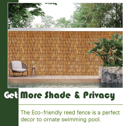 Barydat 3 Pcs 3 x 16.4 ft Bamboo Privacy Screen, Reed Fence Roller Patio Decorative Fences Reed Screen Curtain for Garden Backyard Patio Balconies