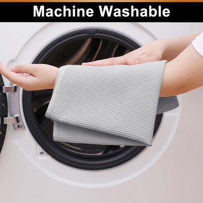 Homaxy 100% Cotton Waffle Weave Kitchen Towels - 8 Pack Soft and Absorbent Dish Towels - 16 x 26 Inches Quick Dry Hand Towels - Light Grey