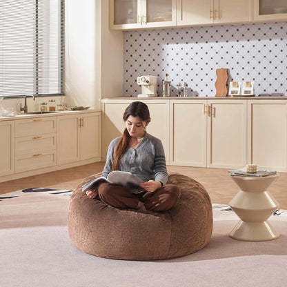 Bean Bag Chair 3Ft, Memory Foam Filled, Large Beanbag Chairs for Adults and Teens, Soft Sofa with Removable Flannel Cover, Round Couch for Living Room Bedroom College Dorm (Coffee, 3FT-36×36"×24")