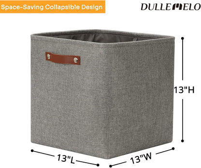 DULLEMELO Cube Storage Boxes,13 inch Fabric Baskets Closet Storage Bins for Home Organization and Storage,Stackale Gift Baskets Empty for Nursery Clothes Toys Kids Storage(Grey)