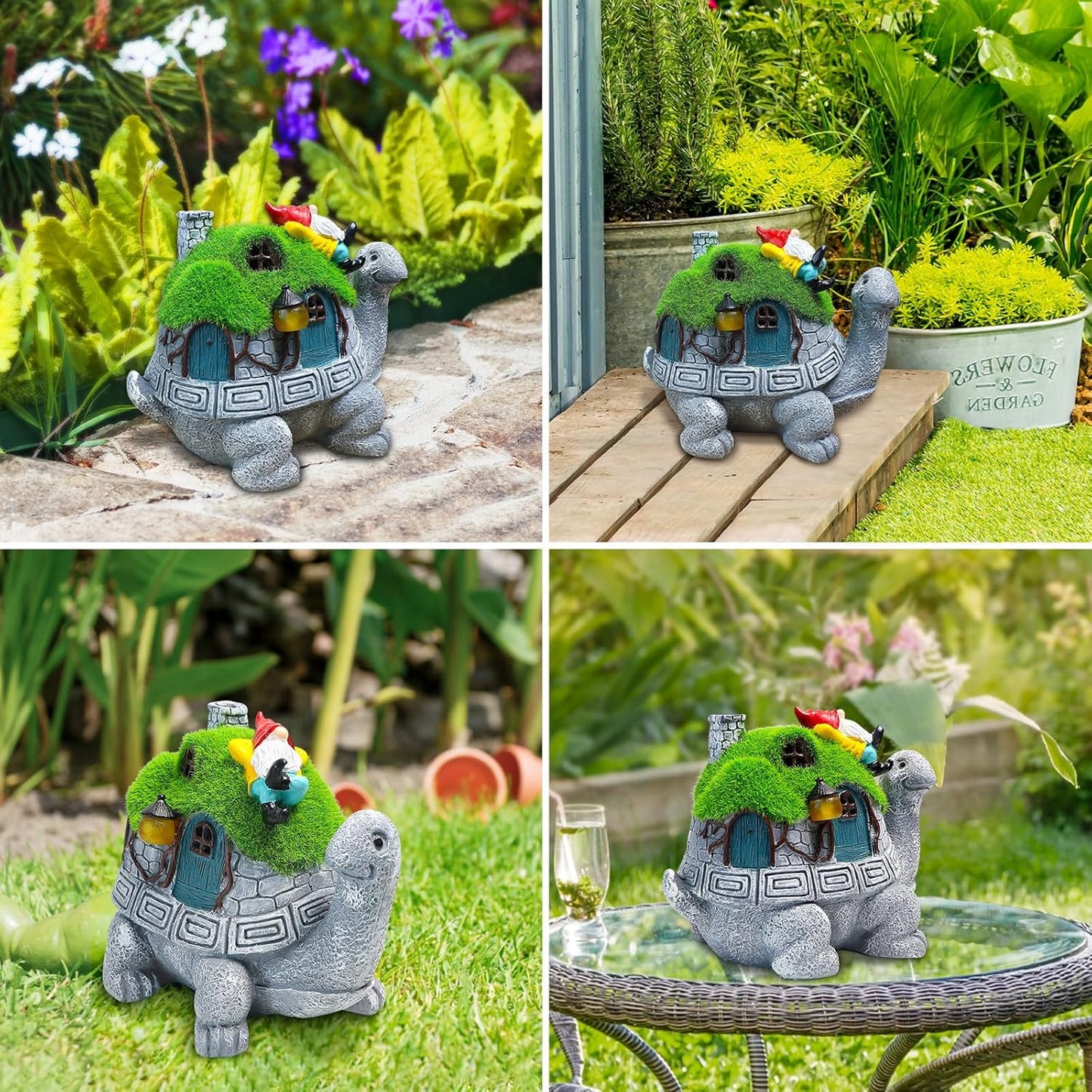 SunGlee Solar Turtles for Outdoors Turtle Solar Light Garden Statue, Cute Tortoise Garden Outdoor Turtle Decor for Patio Lawn Yard Gifts for Mom Grandma Housewarming Birthday