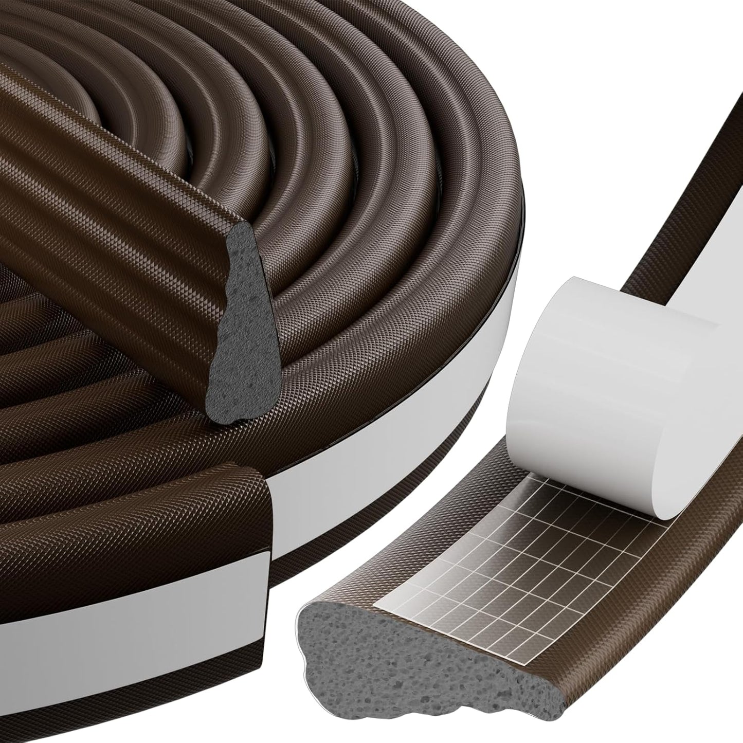 3Pcs×196" Wedge Weather Stripping Door Seal Strip for Door Frame & Window,Self Adhesive Window Insulation Draft Stopper Seal for Winter,Gray Foam Door Gap Filler for Soundproofing Light Blocker,Brown