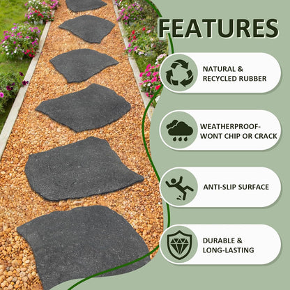 3 Pack Rubber Stepping Stones Outdoor Garden Rubber Pavers Pathway Walkway Paving Stones
