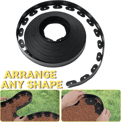 GOTGELIF Landscape Edging Border Kit No-Dig, 2'' x 100FT, Black Garden Edging with 120 Anchoring Stakes for Lawn, Flower Beds, and Yard Borders