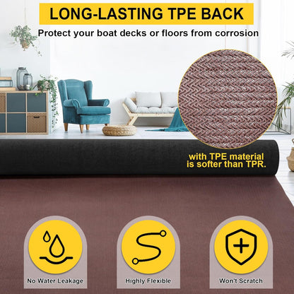 Marine Carpet,6 FT x 23 FT Black Indoor Outdoor Carpet 0.2" Thick Boat Carpet with Water-Proof TPE Backing, Non-Slide Outdoor Marine Carpet Roll for Home, Patio, Porch, Deck