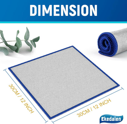 Microfiber Cleaning Cloth Polishing Glass Cleaner Absorbent Kitchen Towel Quick Drying Miracle Lint Free Rags for Household Auto Detailing Bathroom, Pack of 6, 12 x 12 Inch, Sliver-Blue