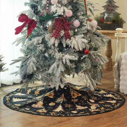 CROWNED BEAUTY Christmas Tree Skirt 36 Inch Xmas Trees Soft Holiday Decoration (Black Gold) TS26-36