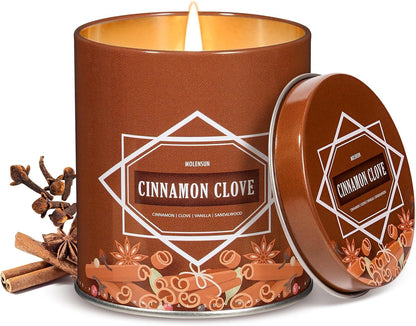 Cinnamon Clove Fall Scented Candle – 9 oz Soy Wax in Travel-Friendly Reusable Tin, Non-Toxic & Clean Burning, 50-Hour Burn – Cozy Autumn Fragrance, Holiday Gift & Fall Decor for Women & Men