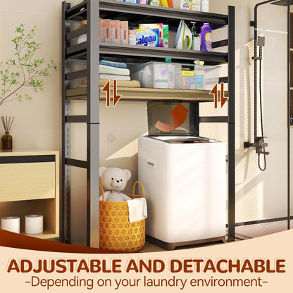 Laundry Shelf,5 Tier Over Washer and Dryer Storage Shelves,Adjustable Easy to Install,Space Saver Laundry Shelf Organizer,Utility Shelves for Balcony,Black,72”H*15.7”D*35.4“W