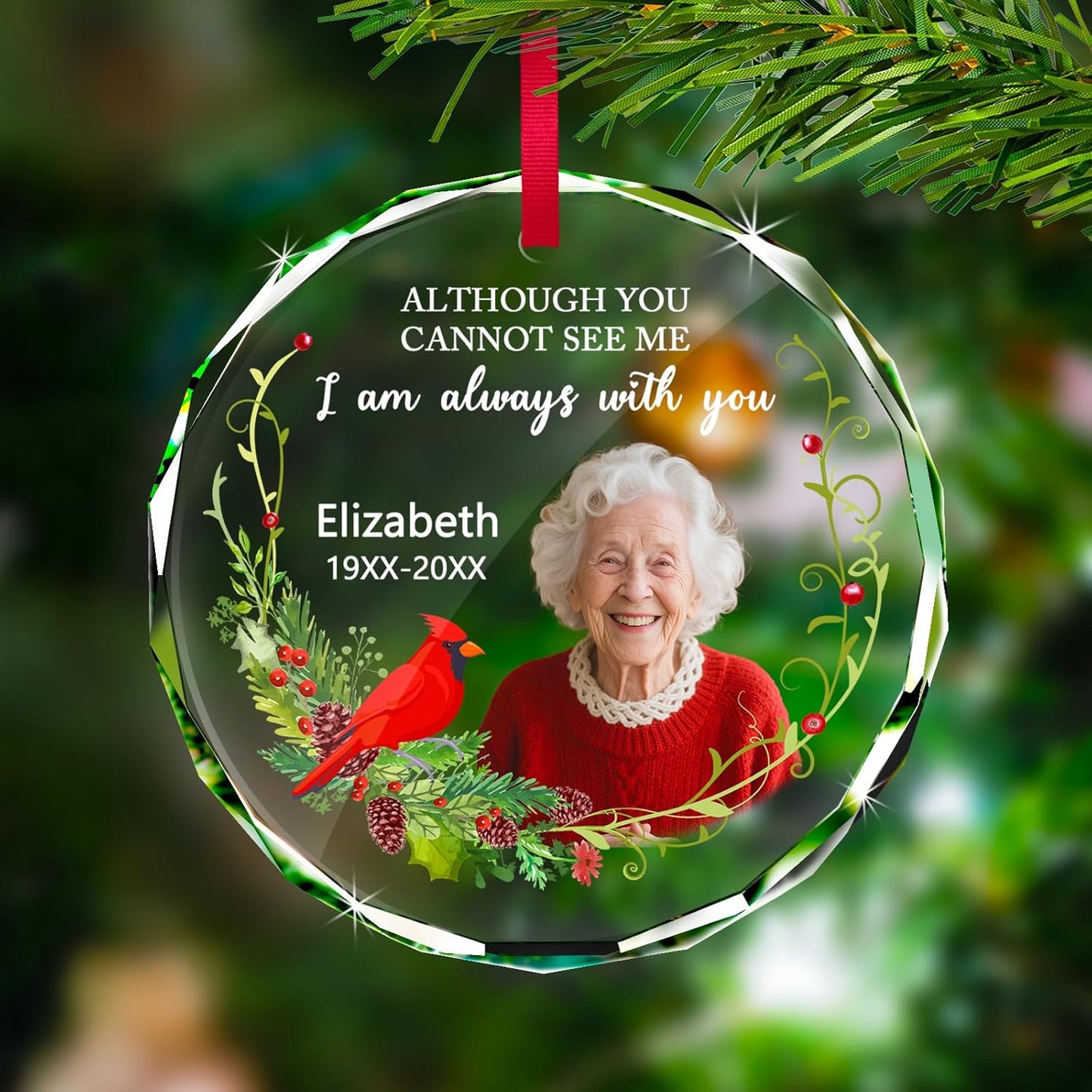 Personalized Christmas Ornament with Photo - Custom in Loving Memory Picture Ornaments, Customized Memorial Hanging Ornament, Sympathy Keepsake Gift for Loss of Loved One