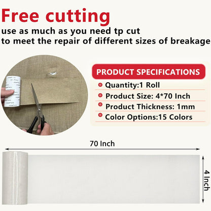 Linen Repair Tape 4x70 Inch Self-Adhesive Couch Patch Repair Fabric Patch for Furniture,Sofas,Cushion,Chairs,Bags,Linen Goods(White)