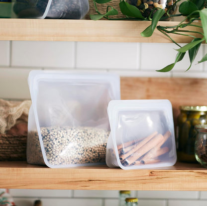 Stasher Premium Silicone Reusable Food Storage Stand-Up Mini Bag, Green, Microwave, Sous Vide, Dishwasher, Oven and Freezer Safe, BPA Free, Leak-free, Eco-friendly, 28 Oz