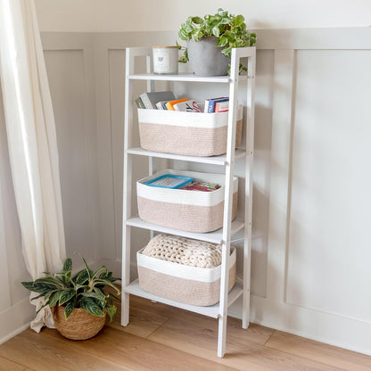 NaturalCozy Storage Baskets 16.8”x13”x7.6” Cotton Rope Woven Baskets for Organizing 3-Pack | Toy Storage Bins | Basket for Shelves, Laundry, Blanket, Clothes, Closet, Kitchen, Bathroom, Gifts