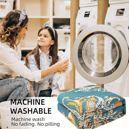 Boho Throw Blanket for Bed - 100% Pure Cotton Ultra Soft Rustic Quilt - Farmhouse Decor Bed Blankets, All Season Rustic Throw for Sofa Couch Chair(91''x 98'', Boho Floral)