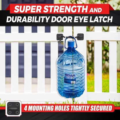 [Upgrade Adjustable] 6”-10” Cabin Hook Eye Latch Gate, Heavy Duty 4 Mounting Points Bracket, Barn Door Lock Latch, Durable Door Swivel Window Hook Lock for Sliding Door, Outdoor, Window, Cabinet