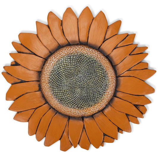 NAT & Jules Sunflower Shaped Dimensional Indoor Outdoor 12 inch Cast Resin Decorative Garden Stepping Stone, Patio, Walkway Sculpture Yard Art, Orange