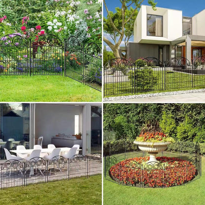 Tall Garden Fence with Gate, 36 Inch(H) 4 Panels Dog Fence Outdoor for Yard, Total Length 8.8 Ft Metal Temporary Dog Fencing│Patented