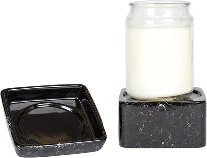 Black Ceramic Stoneware Electric 2-in-1 Tart Wax Oil Candle Warmer (1, Black Marble)